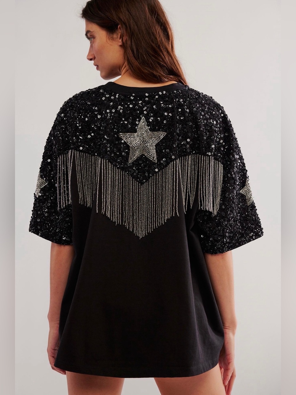 NWOT Star Fringe Boxy Tee - Picture 2 of 6